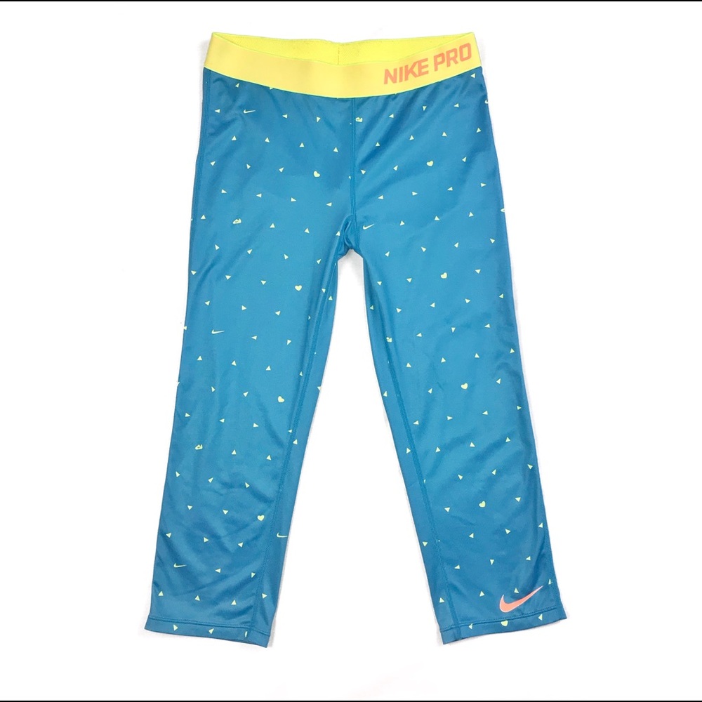 Nike Pro Capri dri-fit Blue and Yellow